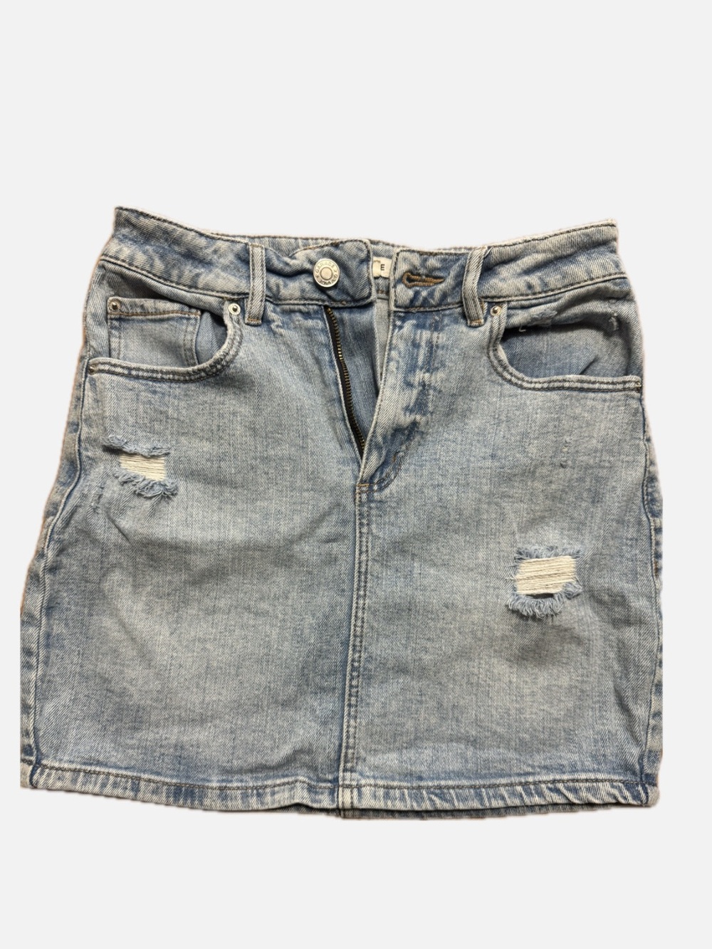 Garage Light Blue Distressed Denim Mini Skirt